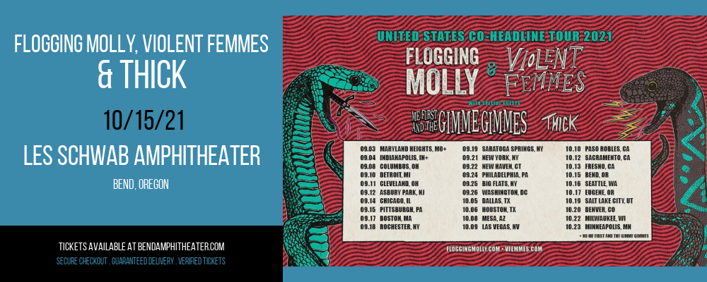 Flogging Molly, Violent Femmes & Thick at Les Schwab Amphitheater tickets Flogging Molly, Violent Femmes & Thick at Les Schwab Amphitheater