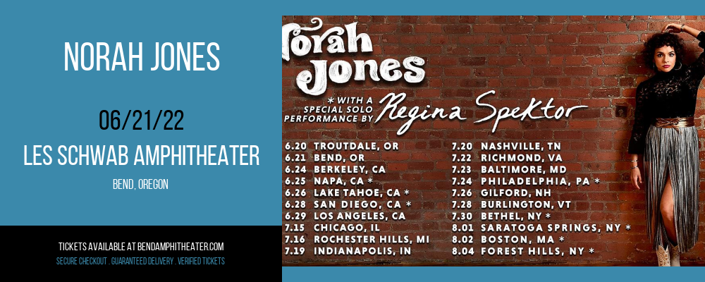 Norah Jones at Les Schwab Amphitheater tickets Norah Jones at Les Schwab Amphitheater